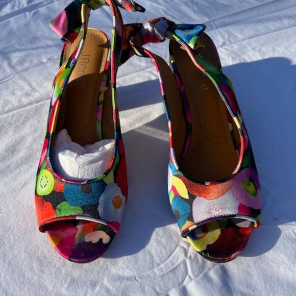 J Renee Floral Peep Toe Slingback Heels, 9.5 Wide - Picture 2 of 6